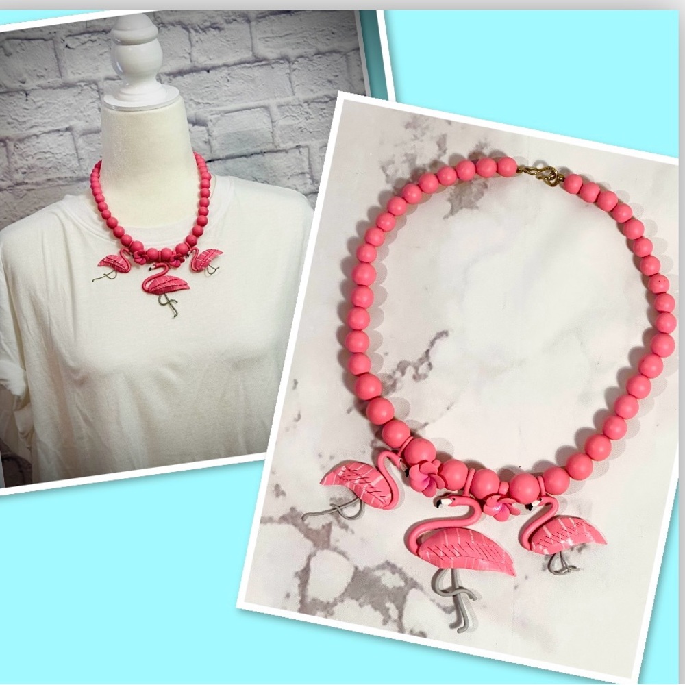 🦩VTG Flamingo necklace